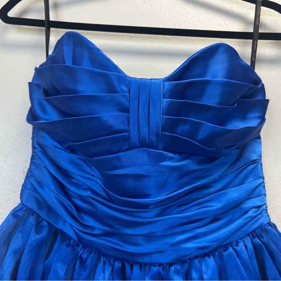 Betsey Johnson Size 6 Vibrant Blue Satin Dress Fit & Flare 80s 90s Hoco Prom - Picture 6 of 13